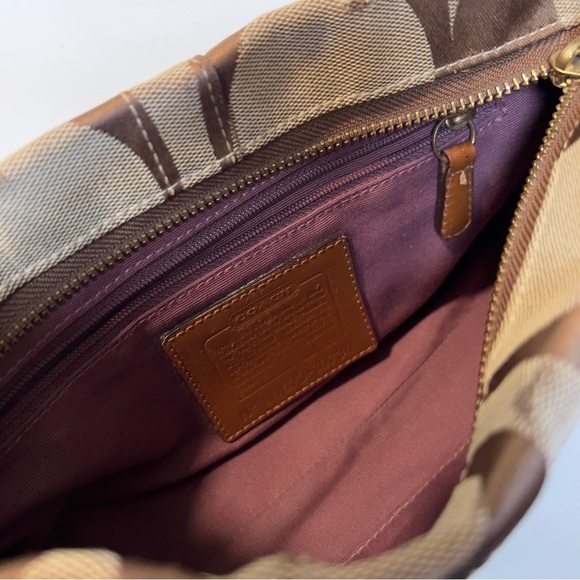 Coach Vintage Y2K Brown Big C Logo pattern Canvas Small Shoulder Wristlet Bag - Picture 8 of 16